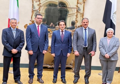 استقبال بسام راضي الوفد الفني المصري من وزارة الكهرباء ومكتب برنامج الأمم المتحدة الإنمائي