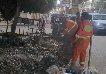 رفع القمامة من شوارع مدينة بنها