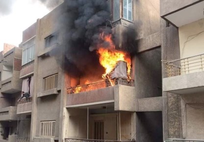 حريق شقة سكنية بشبرا الخيمة 