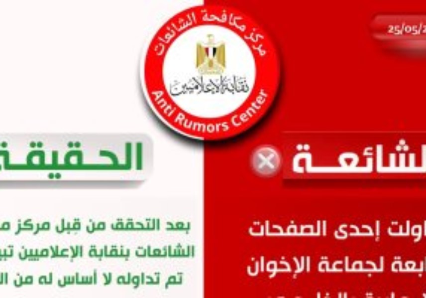 مكافحة الشائعات بالإعلاميين ينفى إدعاءات الإخوان 