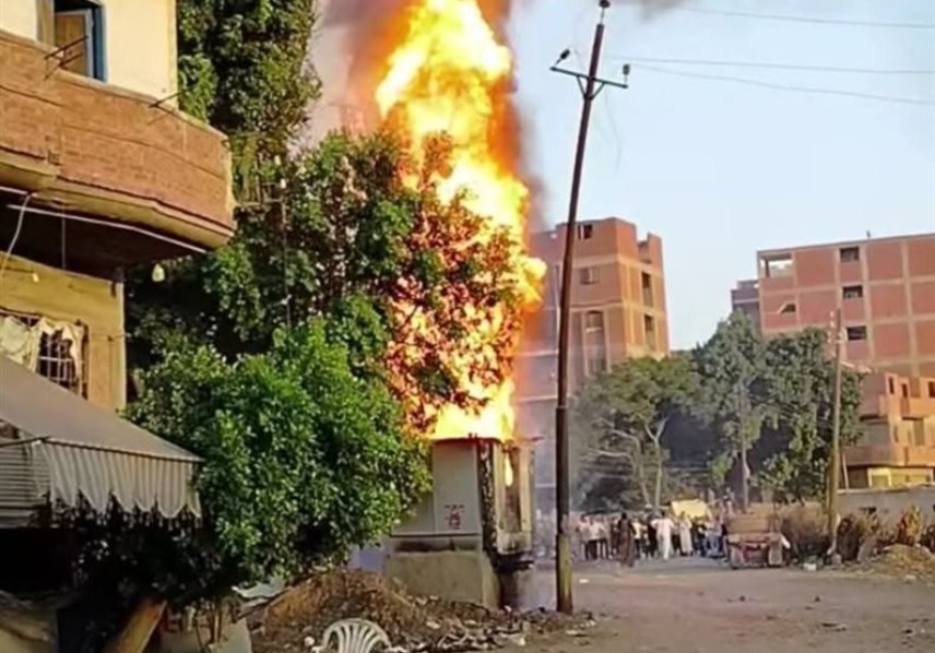 حريق بمحول كهرباء كفر علوان 