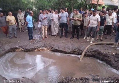تحرك سريع من الجهات المعنية لحل أزمة كسر خط المياه 